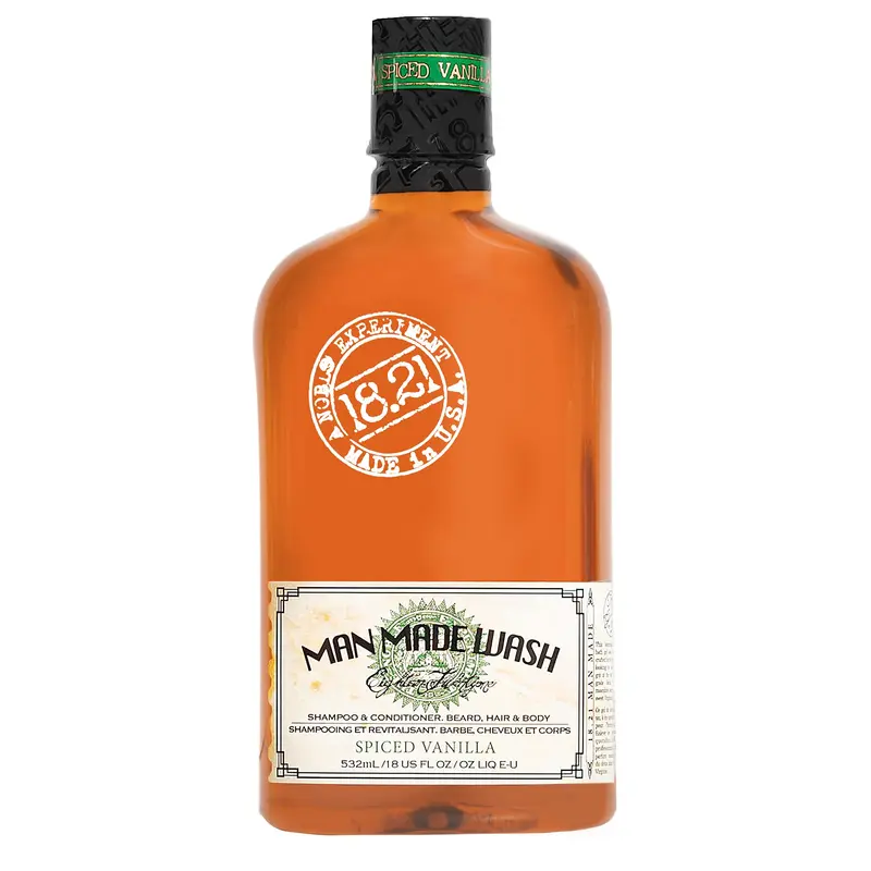 18.21 Man Made Wash Spiced Vanilla - Champú, Acondicionador y Gel Corporal 3 en 1 para Hombre
