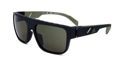 Adidas SP0037 Gafas de Sol Deportivas Hombre Negro Mate y Verde