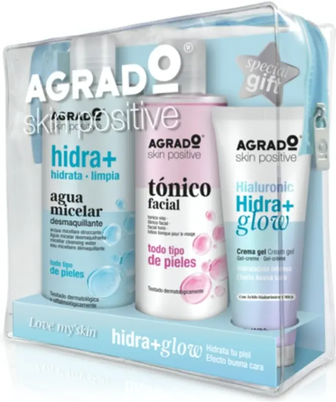 Agrado Skin Positive Hidra+ Glow Neceser de Cuidado Facial 3 Piezas