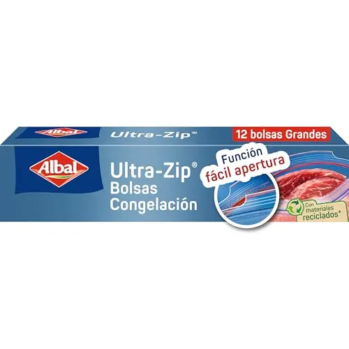 Albal Bolsas Congelación Ultra Zip 3L - 12 Bolsas Grandes Recicladas