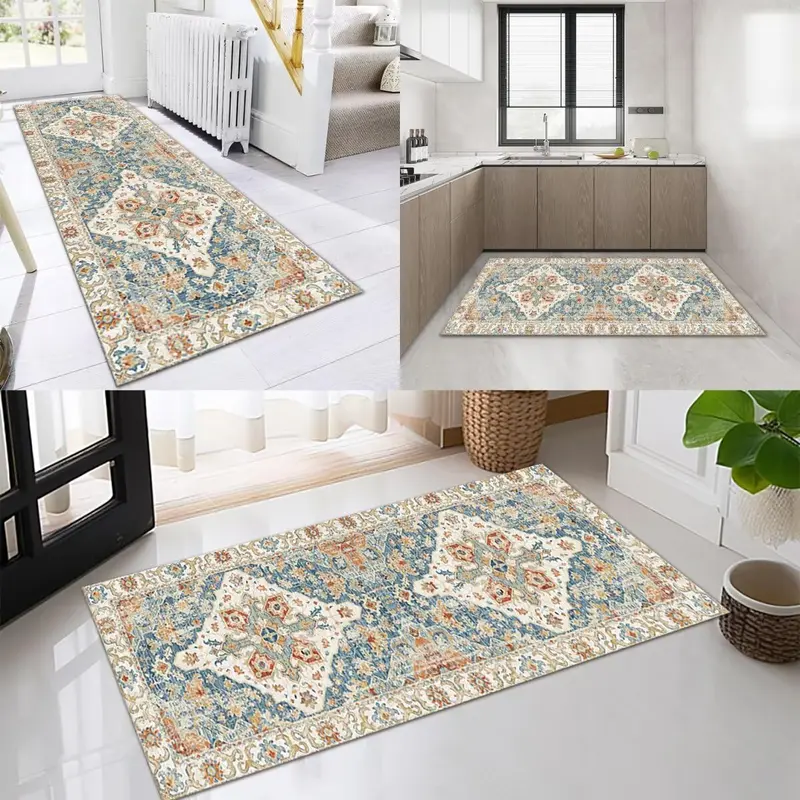 Alfombra Larga Antideslizante Marruecos Multicolor 100x250cm - Pasillo y Cocina