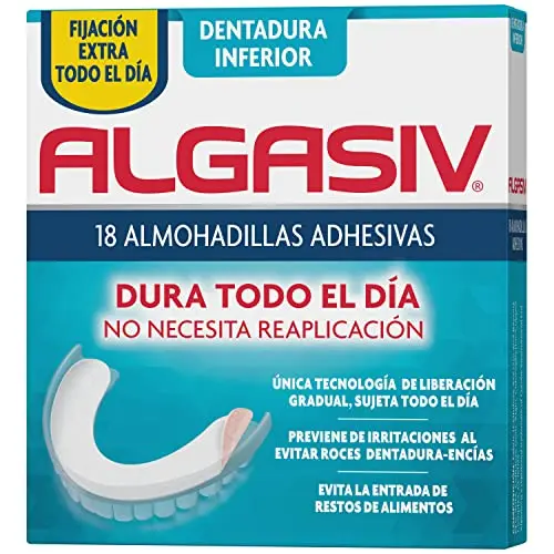 Algasiv Almohadillas Adhesivas para Dentaduras Postizas Inferiores - 18 Unidades