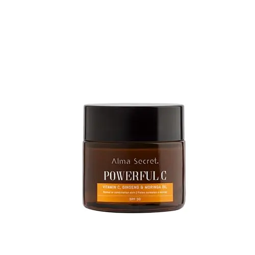 Alma Secret POWERFUL C - Crema Iluminadora Antiedad con Vitamina C, Ginseng & Moringa SPF 30