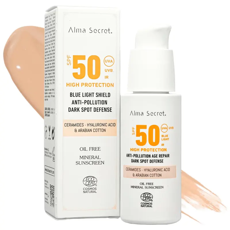 ALMA SECRET Protector Solar Facial SPF50 con Color Golden - Pieles Oscuras