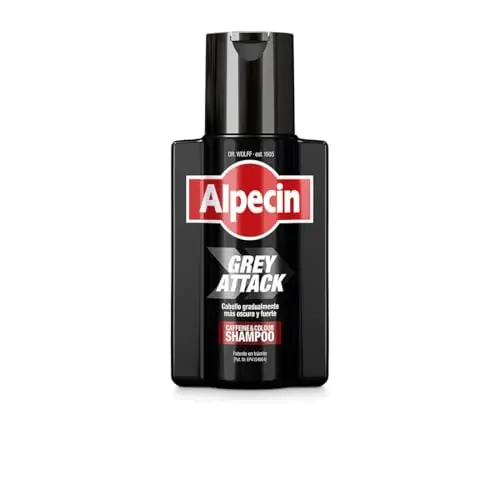 Alpecin Grey Attack Champú Cafeína Color 200ml - Cabello Oscuro y Fuerte