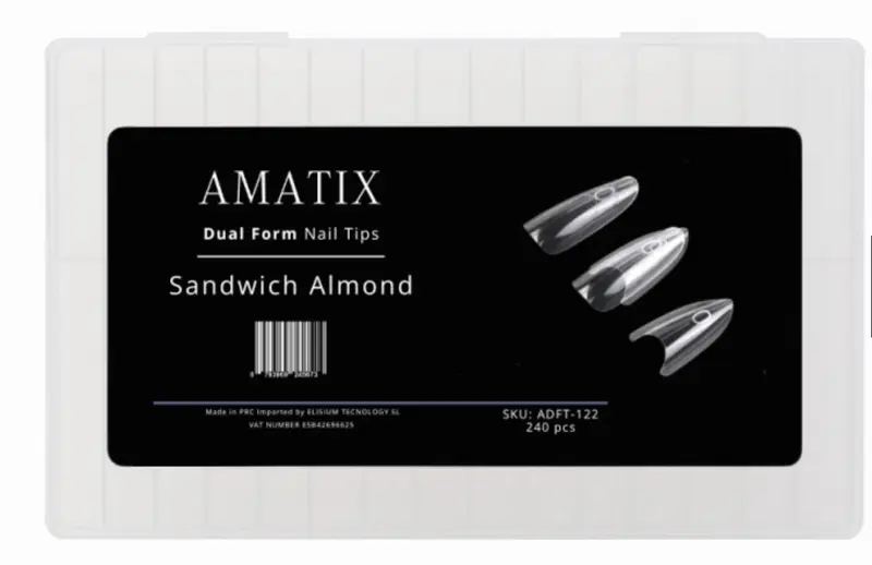 Amatix Dual Form Nail Tips Sandwich Almond 240uni 15 tamaños