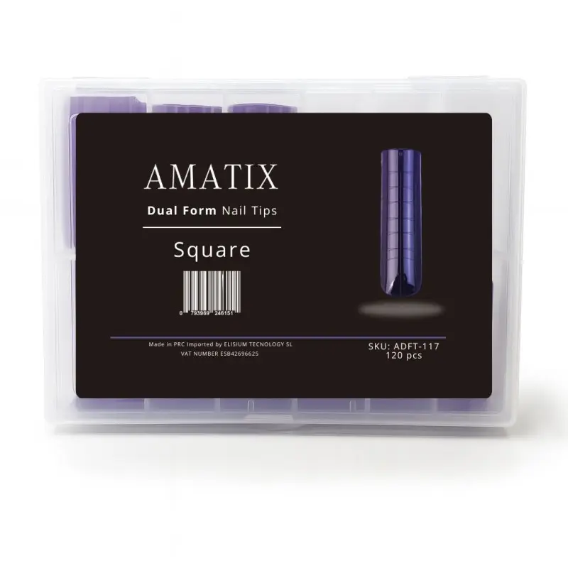 Amatix Dual Form Nail Tips Square 120uni 12 tamaños