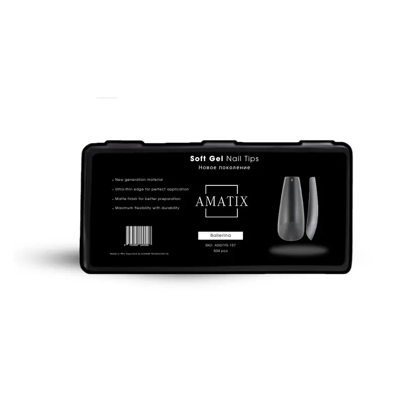 Amatix Soft Gel Nail Tips Ballerina 504uni 12 tamaños