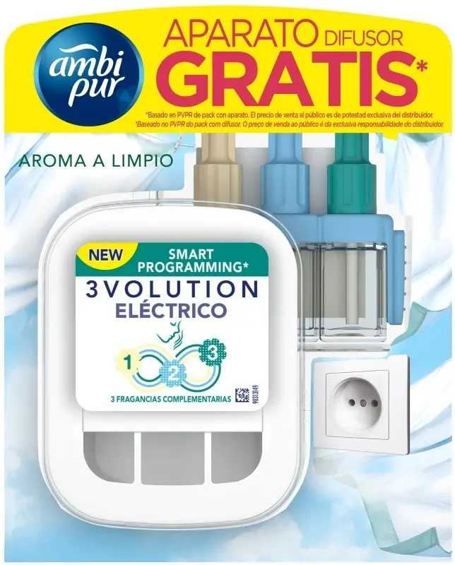 Ambi Pur 3Volution Eléctrico Aroma a Limpio - 1 Difusor + 1 Recambio