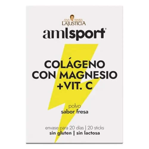 AML Sport Colágeno Hidrolizado con Magnesio + Vitamina C - Fresa, 20 Sticks