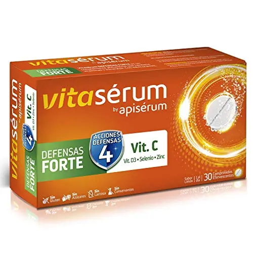 Apiserum Vitasérum Defensas Forte - 30 Comprimidos Efervescentes con Vitamina C, D3, Zinc y Selenio