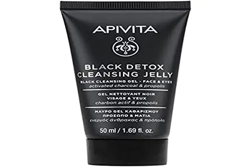 Apivita Limpiador Detox Negro - Gel Limpiador Cara y Ojos con Propóleo y Carbón Activo 50ml