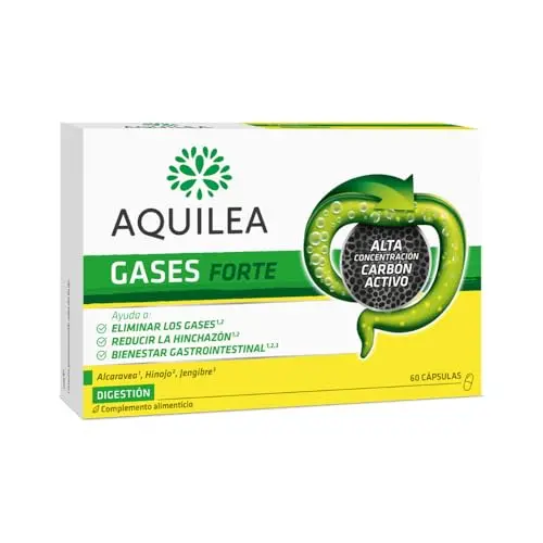 Aquilea Gases Forte - Alivio de Gases e Hinchazón con Carbón Vegetal y Plantas | 60 Cápsulas