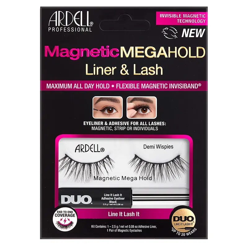 Ardell Magnetic MegaHold Liquid Liner & Lash Demi Wispies - Kit Pestañas Magnéticas