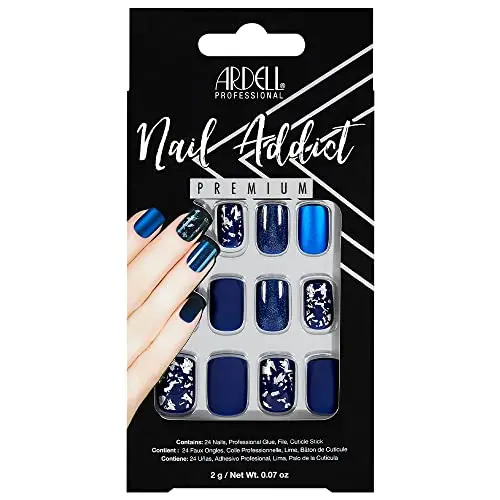 Ardell Nail Addict Uñas Postizas Azul Mate - 24 Unidades