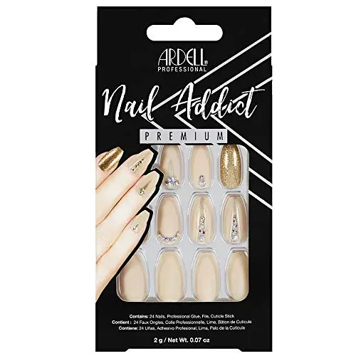 Ardell Premium Nail Addict Nude Jeweled - Uñas Postizas 24 Unidades