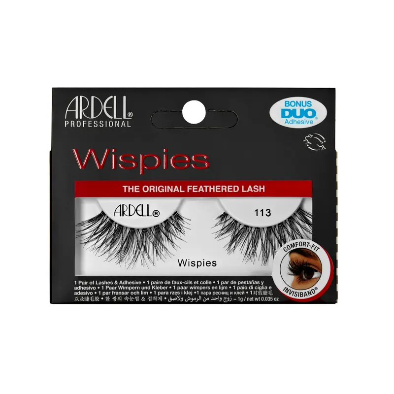 Ardell Wispies 113 - Pestañas Postizas de Cabello Humano 100% con Pegamento