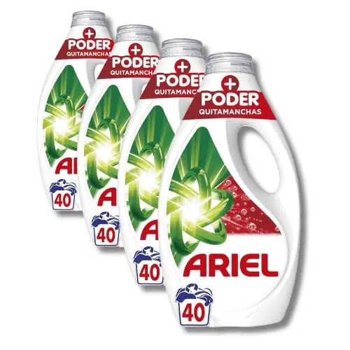 Ariel Poder Quitamanchas Detergente Líquido 4x40 Lavados - Limpieza Profunda