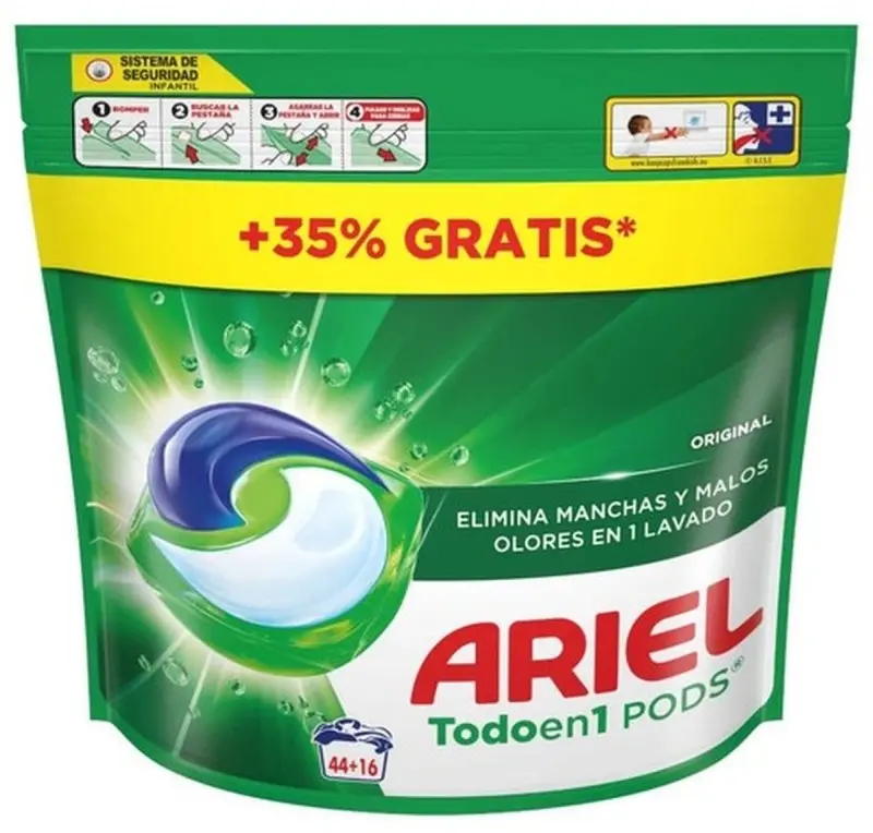 Ariel Pods Original Cápsulas de Detergente 60U