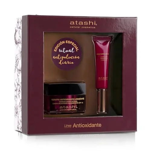 Atashi Cofre Ritual Diario Antioxidante - Crema Hidratante SPF 15 + Contorno de Ojos