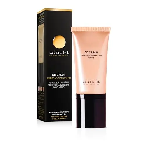 Atashi DD Cream Antiedad SPF 15 - Crema Hidratante 8 en 1 con Retinol | Tono Medium