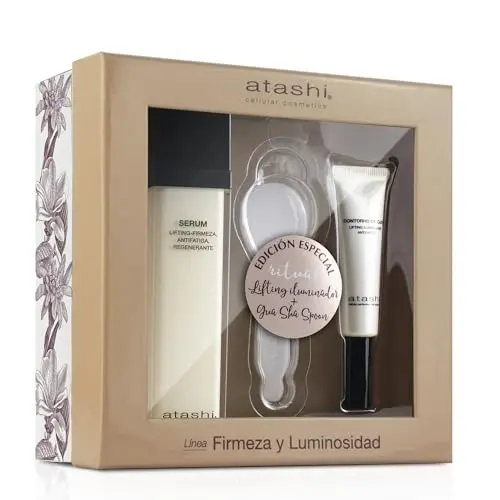 Atashi Ritual Lifting Iluminador - Sérum 50ml + Contorno Ojos 15ml + Gua Sha Jade