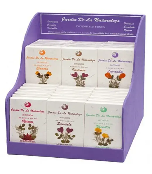 Auroshikha Expositor 8 Fragancias - Incienso Cono 100ml Comercio Justo
