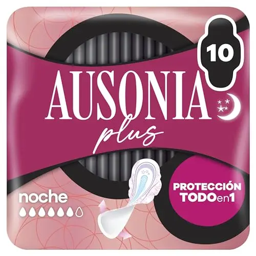 Ausonia Ultrafina Plus Noche - Compresas con Alas, 10 Unidades