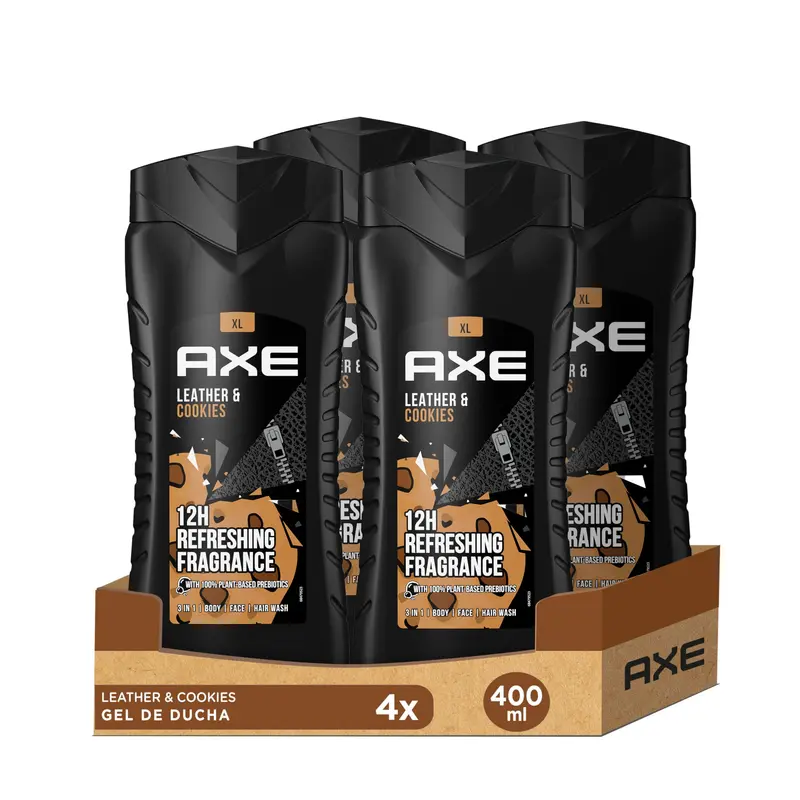 Axe Gel de Ducha Leather & Cookies 400ml - Pack de 4 Unidades