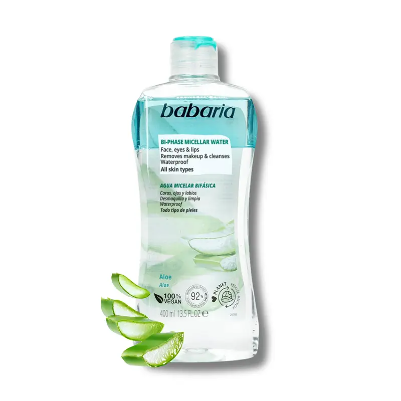 Babaria Agua Micelar Suave con Aloe Vera - Desmaquillador Bifásico 200ml