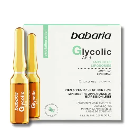 Babaria Ampollas Flash Ácido Glicólico - Lifting Inmediato y Peeling Antiedad (5x2ml)