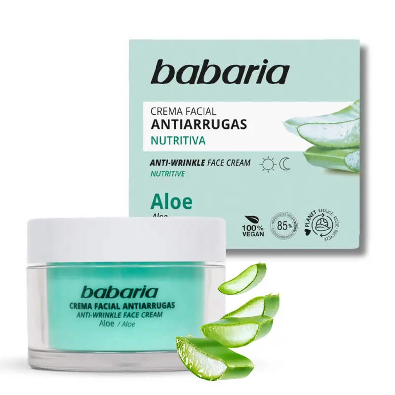Babaria Crema Antiarrugas Aloe Vera - Nutritiva Antiedad con Vitaminas C y E 50ml