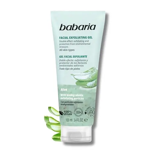 Babaria Exfoliante Facial con Aloe Vera 100ml - Gel Limpiador con Partículas Biodegradables