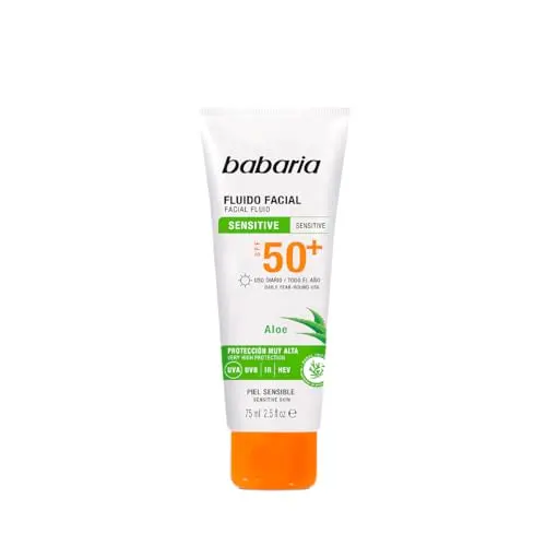 Babaria Fluido Crema Solar Facial SPF50+ Pieles Sensibles con Aloe Vera