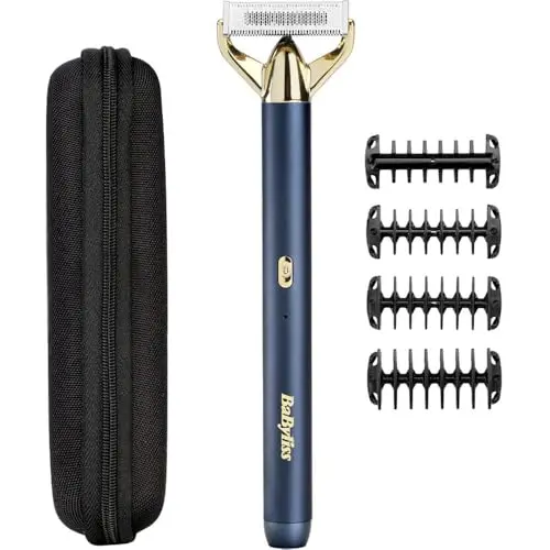 BaByliss X-Blade Super-X Metal - Cortabarba Inalámbrico Profesional Oro y Azul Marino