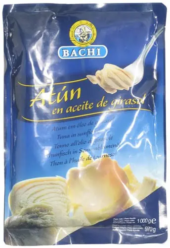 Bachi Atún En Aceite Vegetal Bolsa Peso Neto 1 kg Peso Escurrido 970 gr