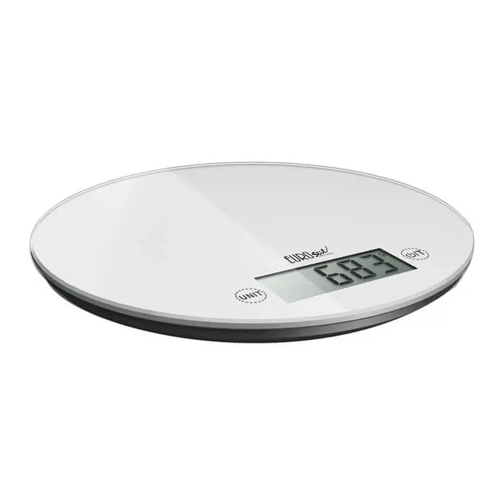Balanza digital redonda hasta 5 kg con pantalla LCD