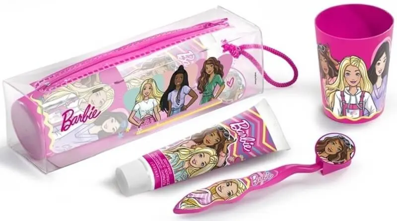 Barbie Estuche Cepillo Den + Pasta + Vaso