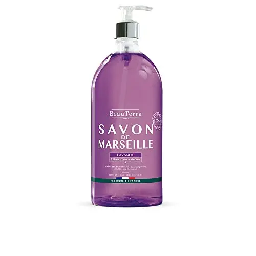 BeauTerra Jabón de Marsella Líquido Lavanda 1L - 97% Ingredientes Naturales