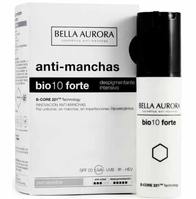 Bella Aurora bio10 forte Anti-manchas Piel Sensible 30 ml – Tratamiento Despigmentante Intensivo para un Rostro Radiante