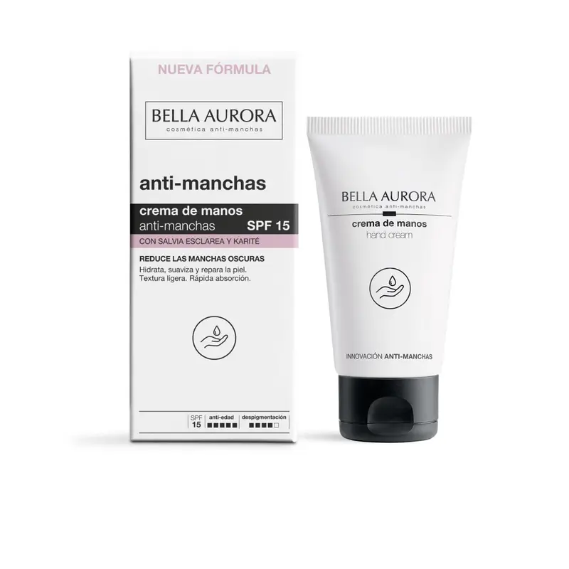 BELLA AURORA Crema de Manos Anti-Manchas 75 ml SPF15 - Vitamina C y E