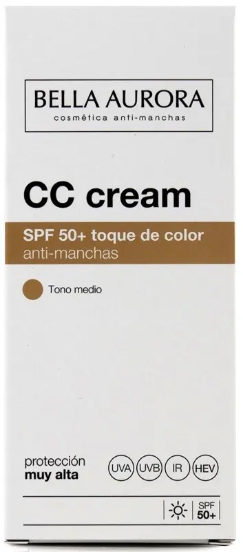Bella Aurora Crema Solar Facial CC Cream FPS-50 + Color Medio 30 ml