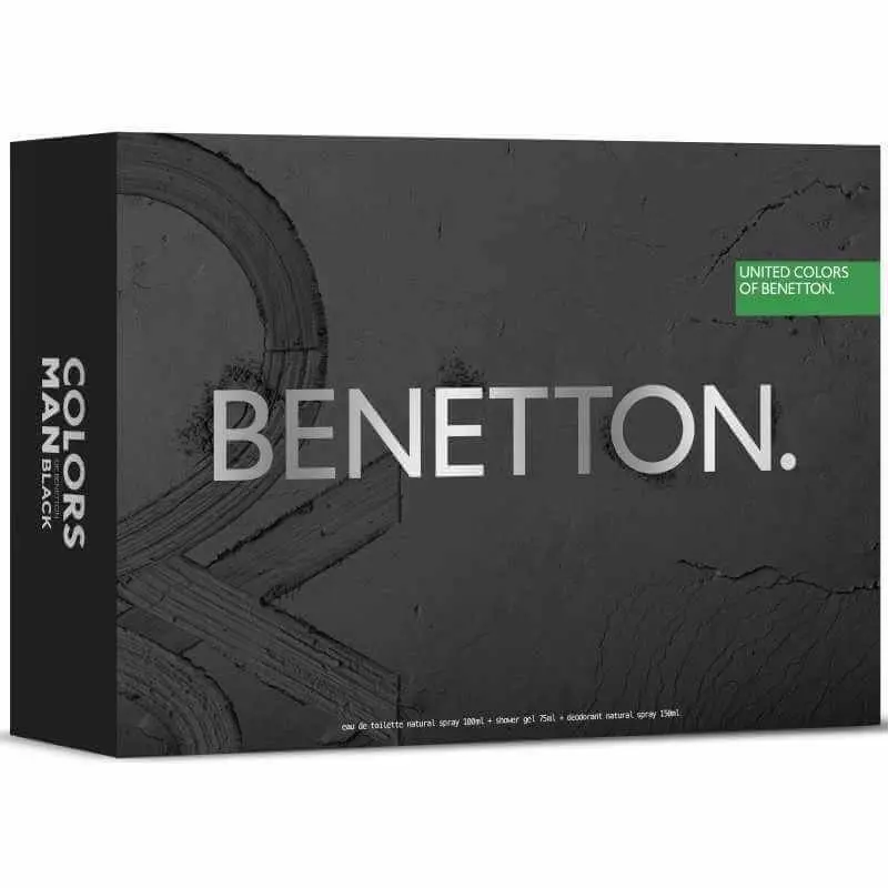 Benetton Colors Man Black Estuche Hombre - EDT 100 ml + Gel 75 ml + Desodorante 150 ml