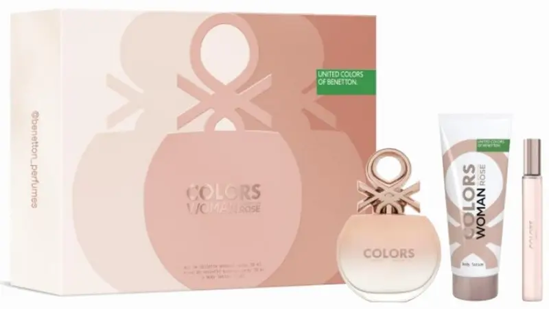 Benetton Woman Rose Estuche EDT 80ml + Body Lotion + Travel Spray
