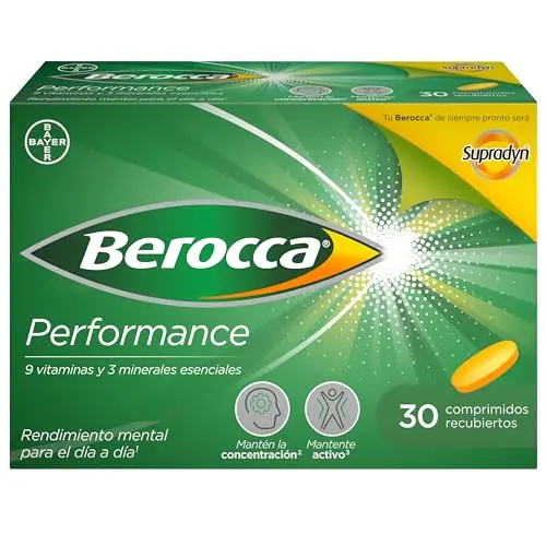 Berocca Performance - Complejo de Vitaminas y Minerales sin Cafeína, 30 Comprimidos