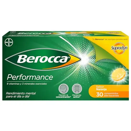 Berocca Performance Complejo Vitaminas y Minerales Sin Cafeína - 30 Comprimidos Efervescentes Naranja