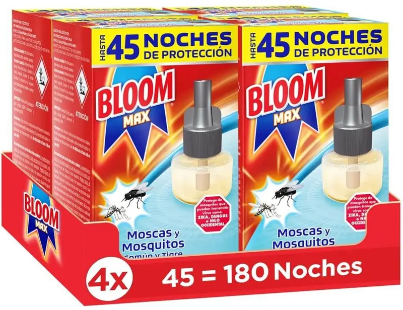 Bloom Max Recambio Eléctrico Moscas y Mosquitos Pack de 4