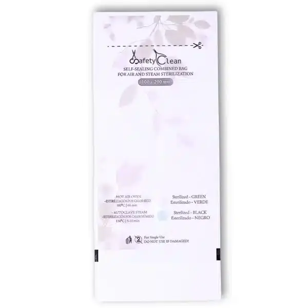 Bolsas de Esterilización 100 x 200, Beige Combinadas – Transparentes. Doble Indicador, 100 uds.