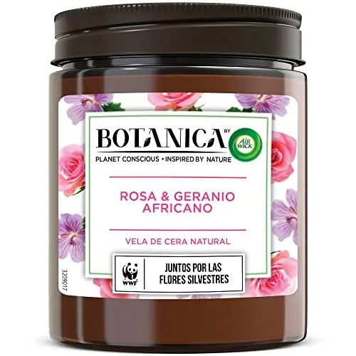 Botanica by Air Wick - Vela Aromática Rosa y Geranio Africano 205gr