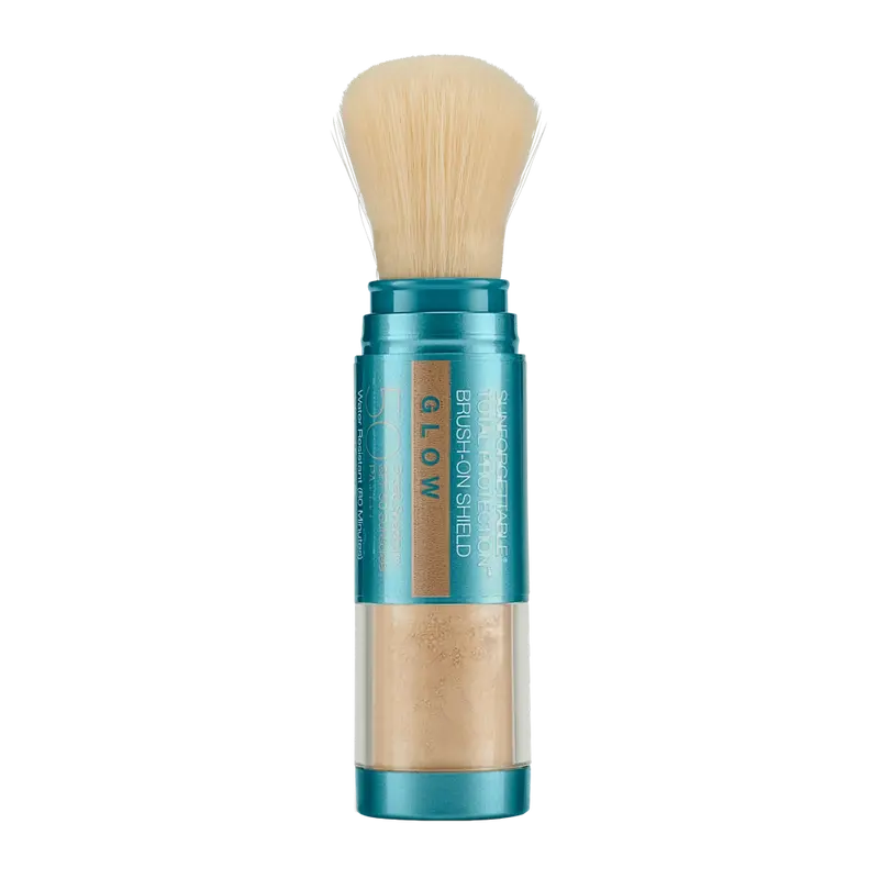 Brush-On Shield Glow SPF 30 Polvos solares Brillo dorado Colorescience 4.3 g